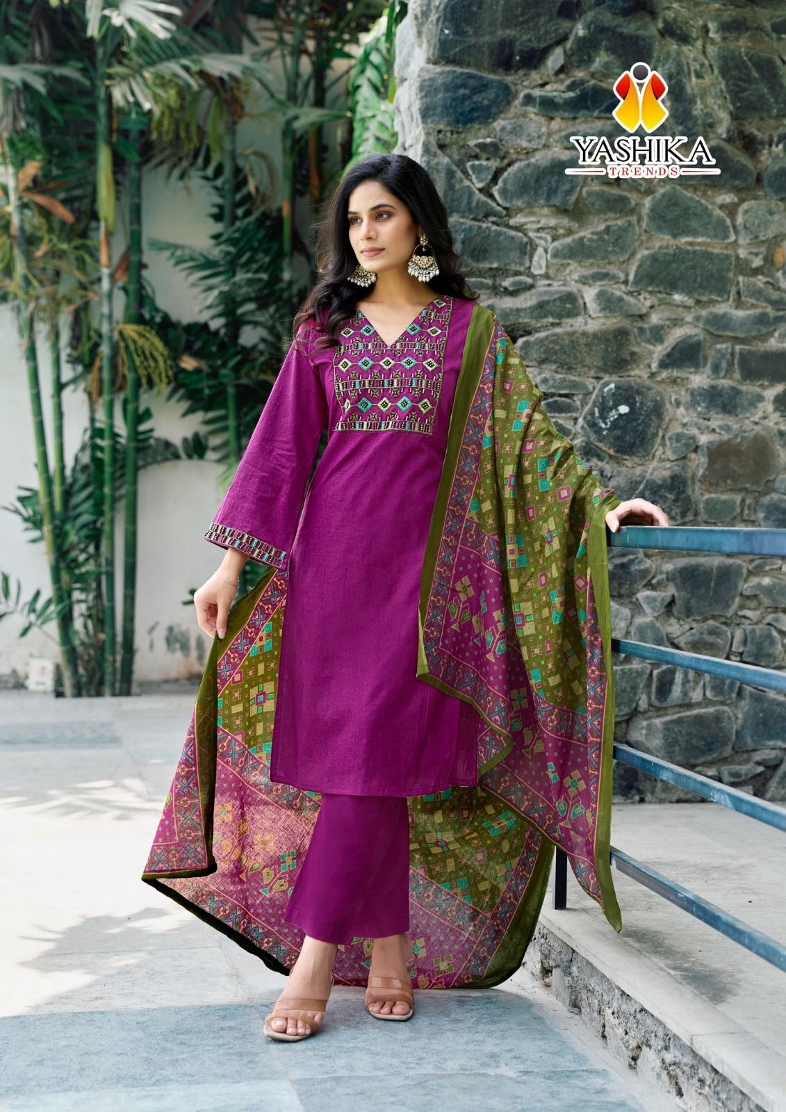 Yashika trends shanaya embroidery work cotton salwar suits wholesaler - jilaniwholesalesuit