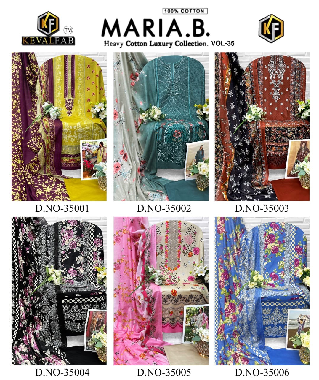 Keval fab Maria b vol 35 cotton Pakistani printed 3pcs suit set - jilaniwholesalesuit