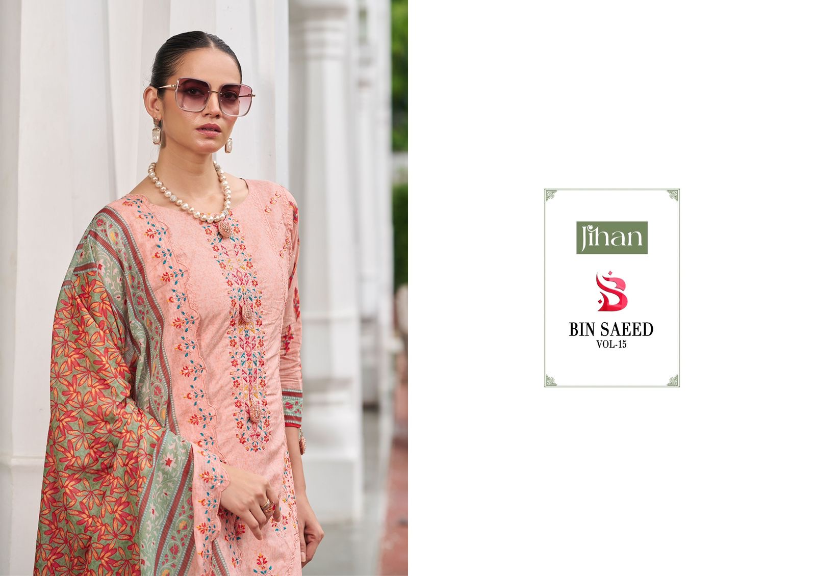 Jihan bin Saeed vol 15 lawn cotton unstitched dress material - jilaniwholesalesuit