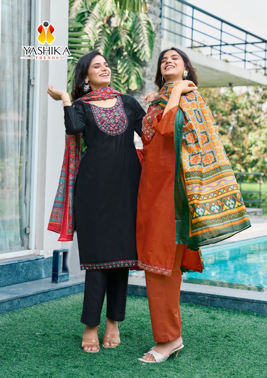 Yashika trends shanaya embroidery work cotton salwar suits wholesaler - jilaniwholesalesuit