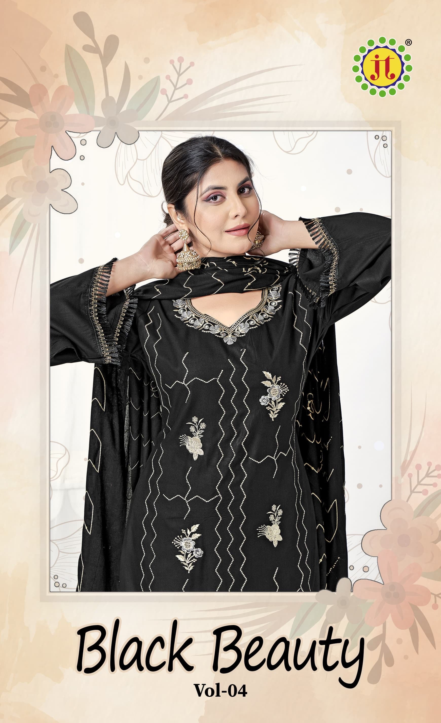 Jt textile black beauty vol 4 rayon embroidery work moharram special suit - jilaniwholesalesuit
