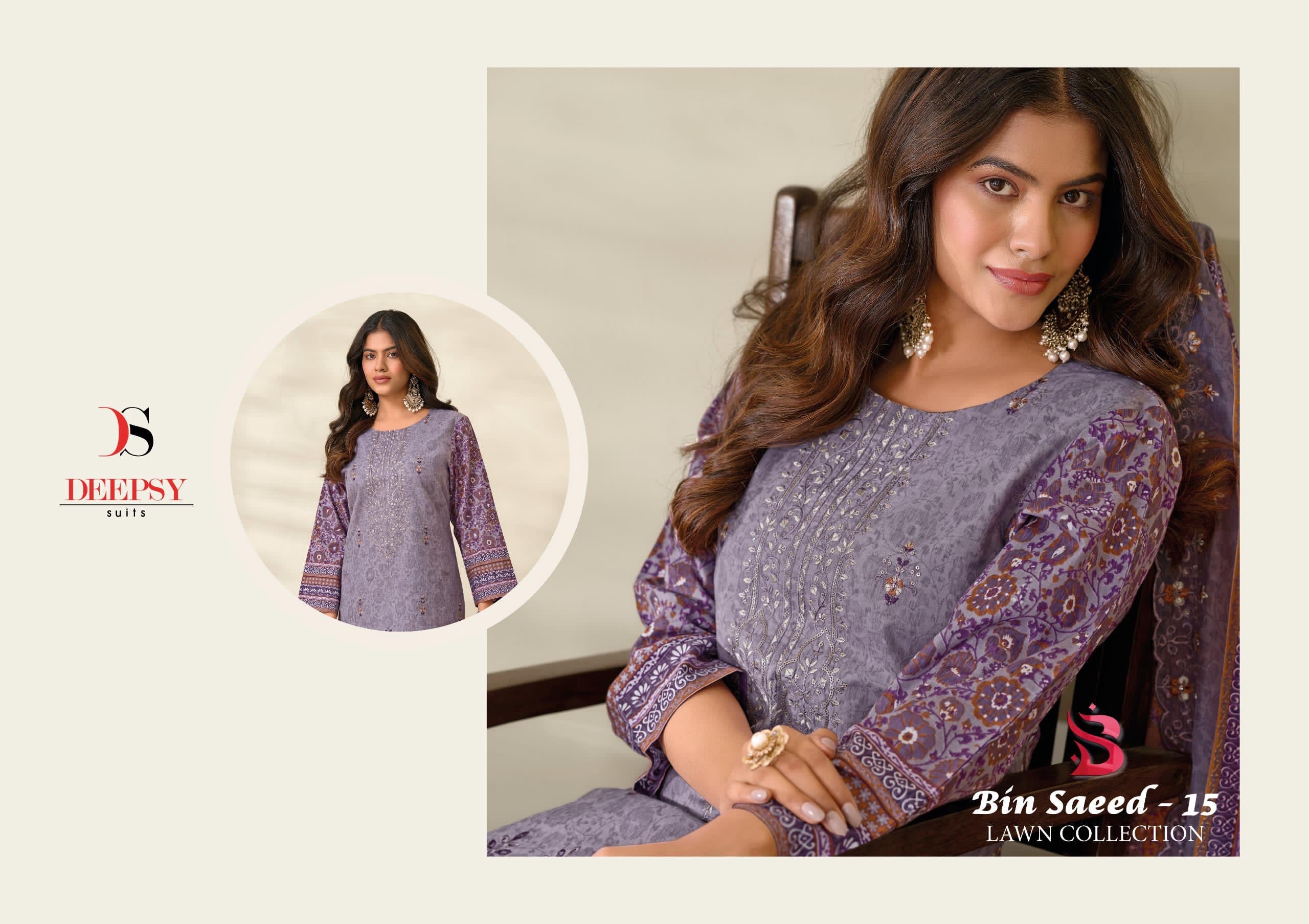 Deepsy suits bin saeed 15 lawn cotton Pakistani designer salwar suit - jilaniwholesalesuit