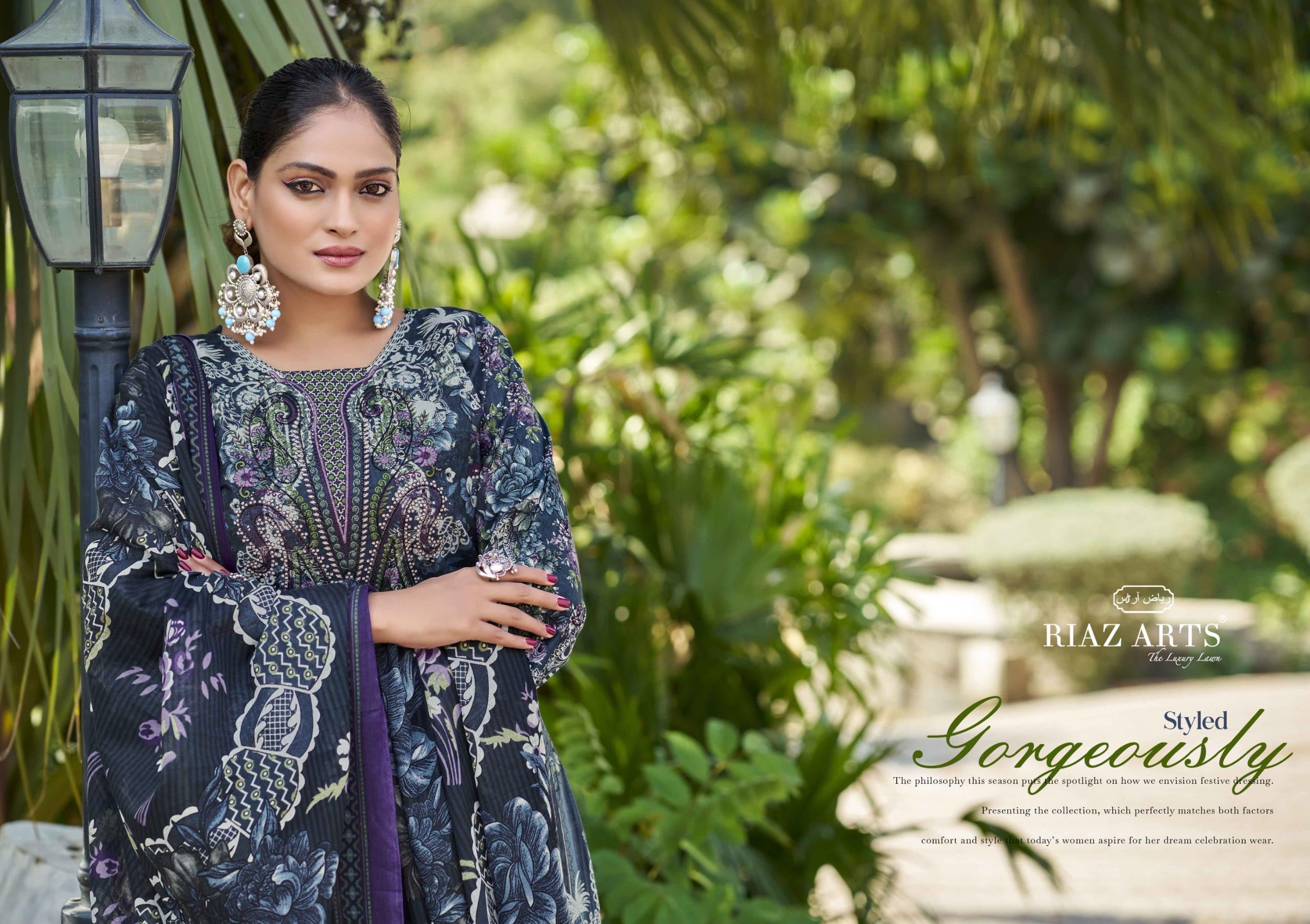 Riaz arts musafir karachi cotton salwar suits wholesale supplier Surat