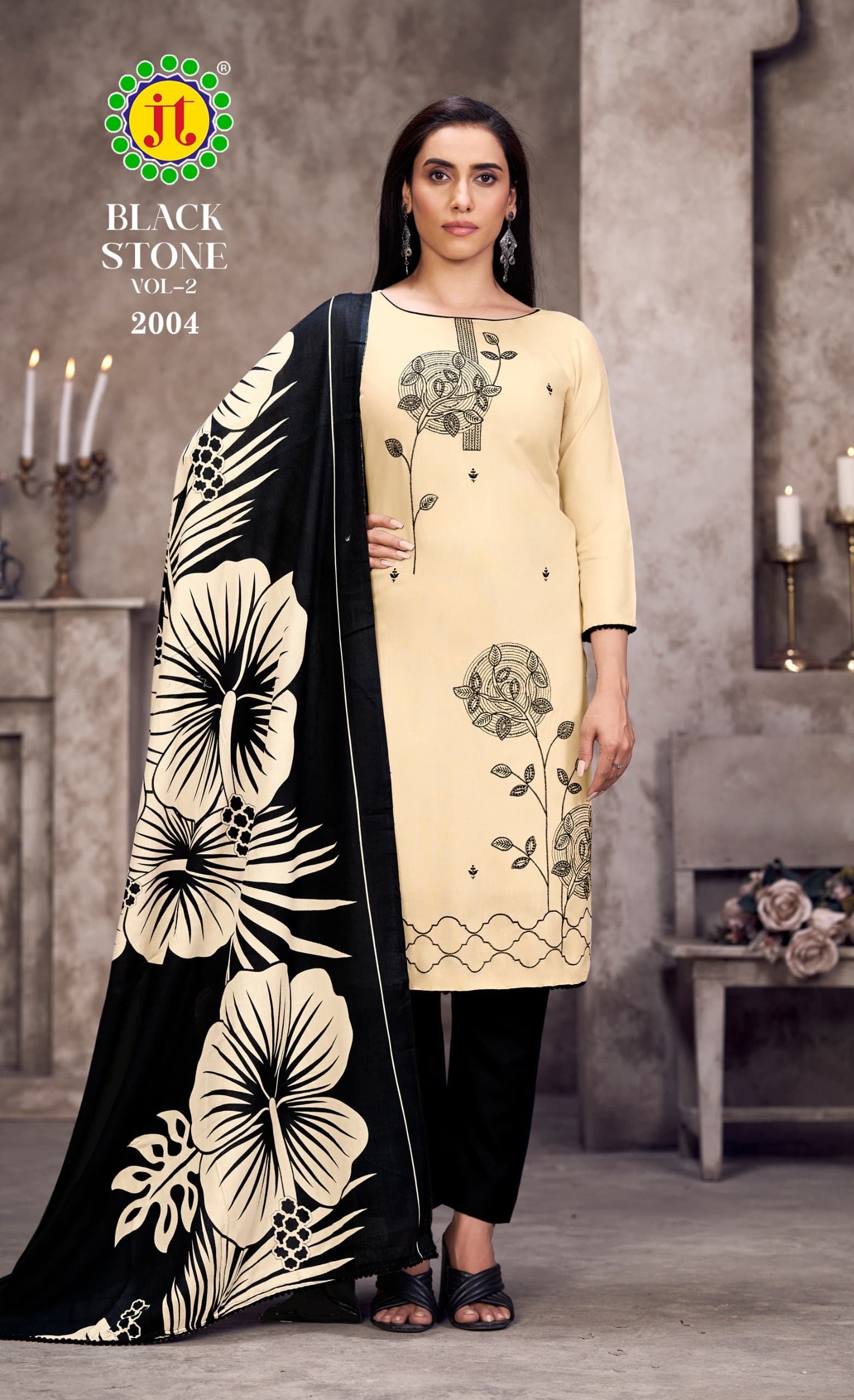 JT textile black stone vol 2 rayon embroidery work salwar suits supplier - jilaniwholesalesuit