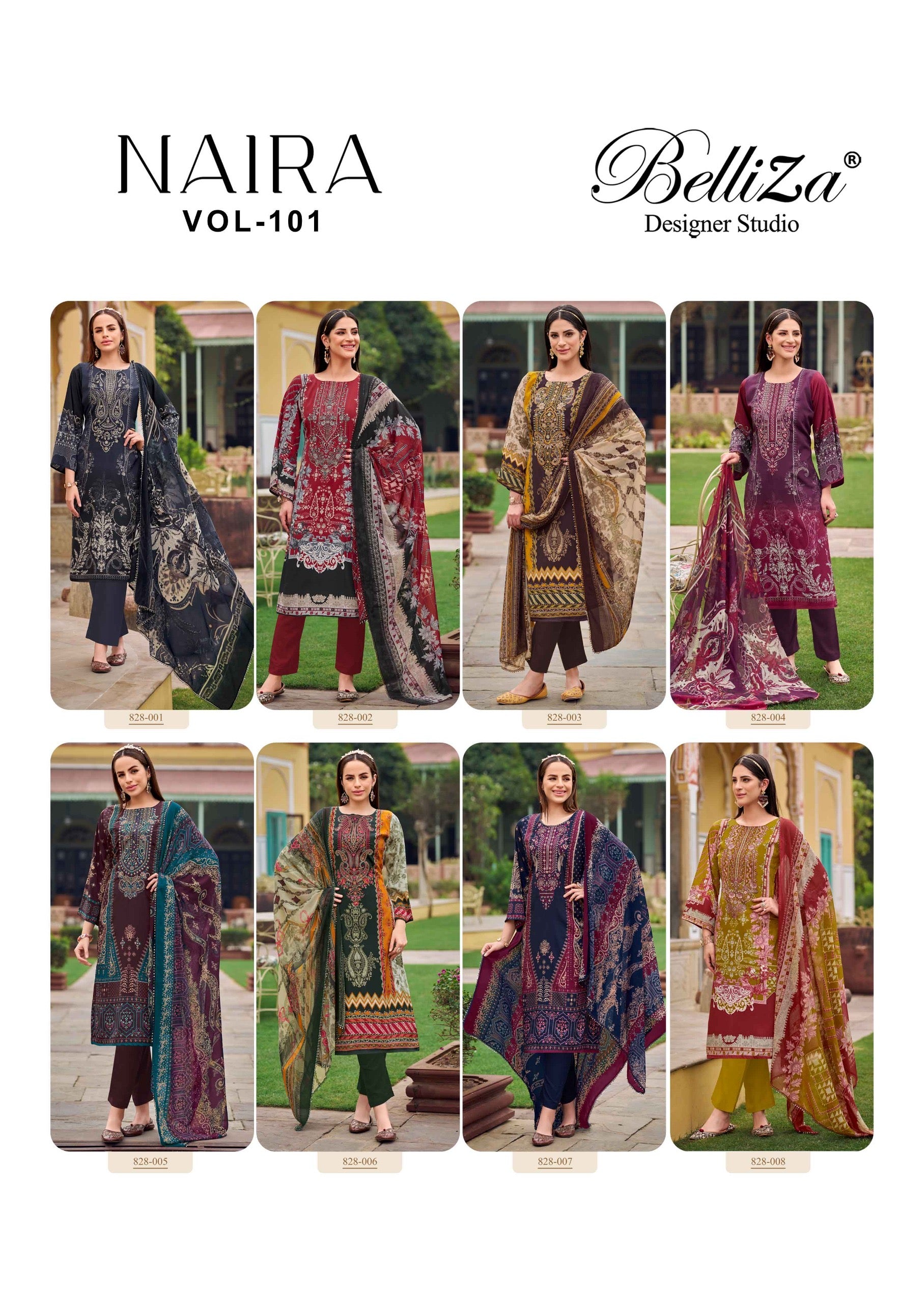 Belliza Designer Studio Naira vol 101 cotton Pakistani salwar kameez supplier - jilaniwholesalesuit