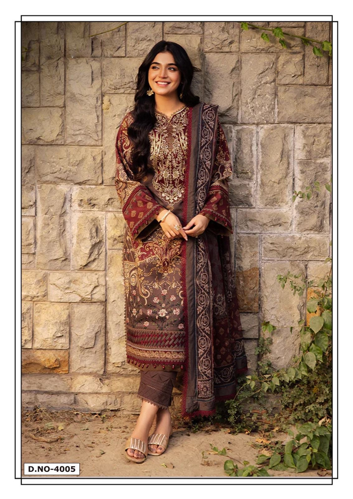 Hala ramsha vol 4 Karachi cotton dress material wholesale catalogue - jilaniwholesalesuit