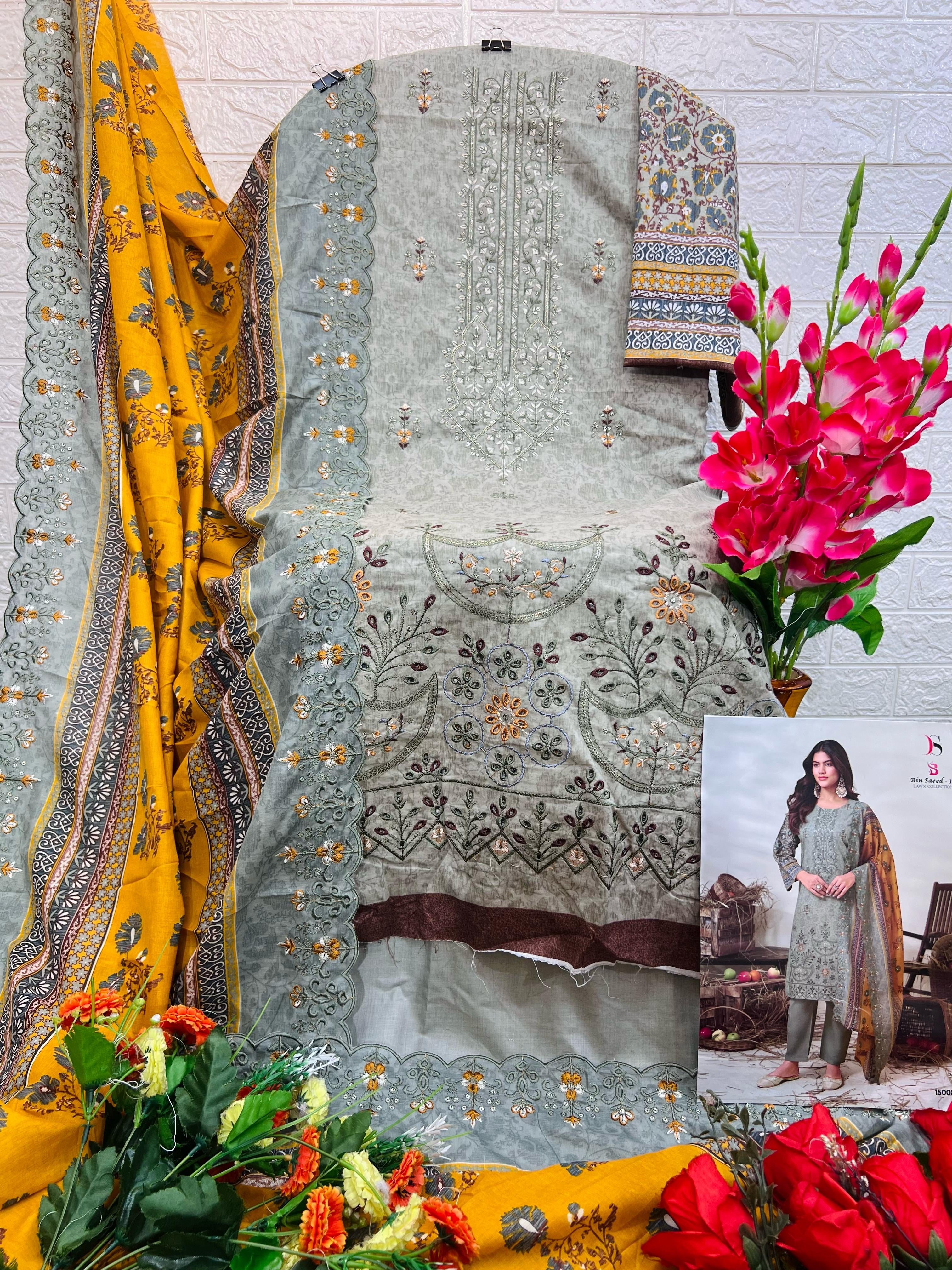 Deepsy suits bin saeed 15 lawn cotton Pakistani designer salwar suit - jilaniwholesalesuit