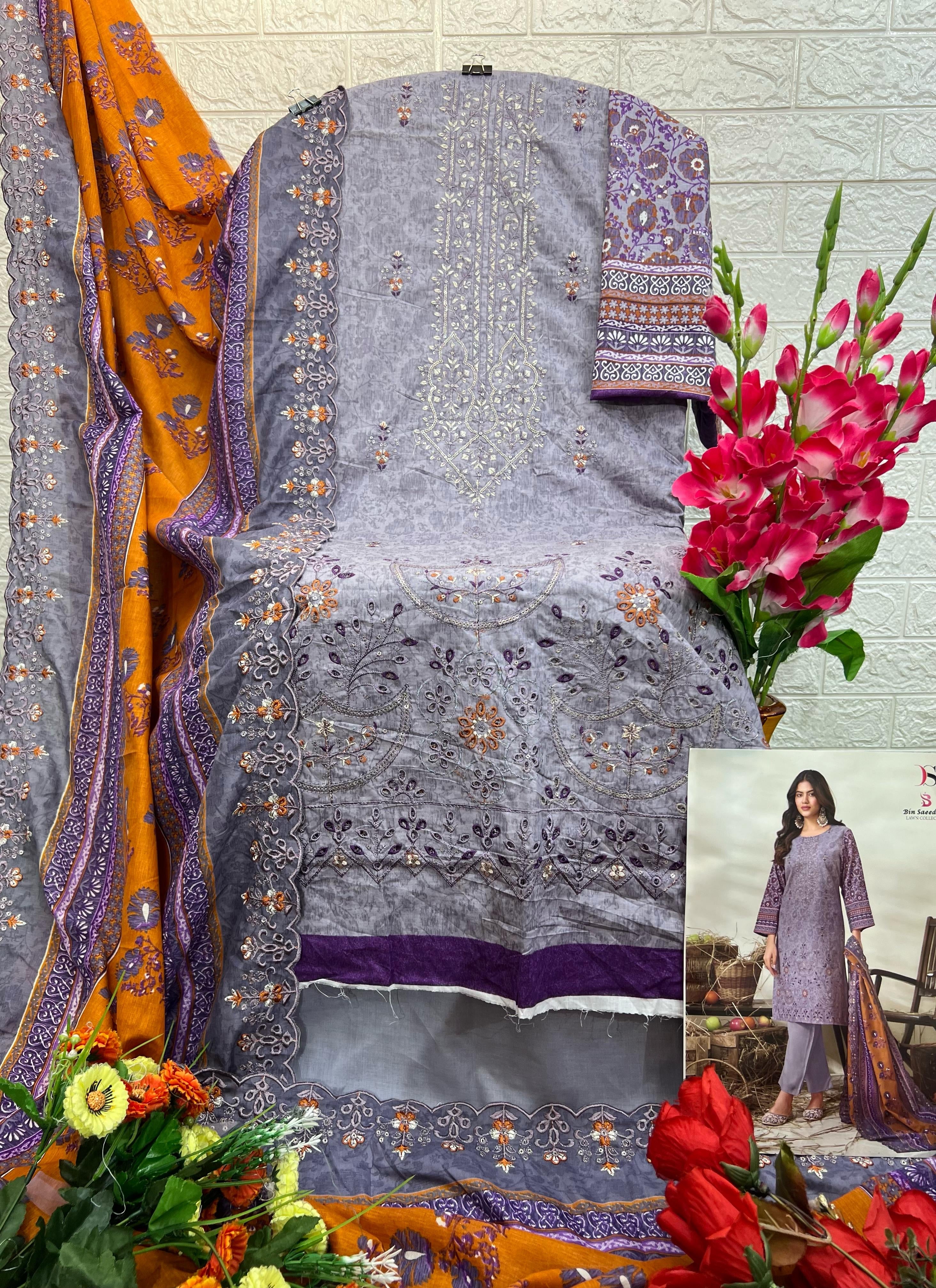Deepsy suits bin saeed 15 lawn cotton Pakistani designer salwar suit - jilaniwholesalesuit