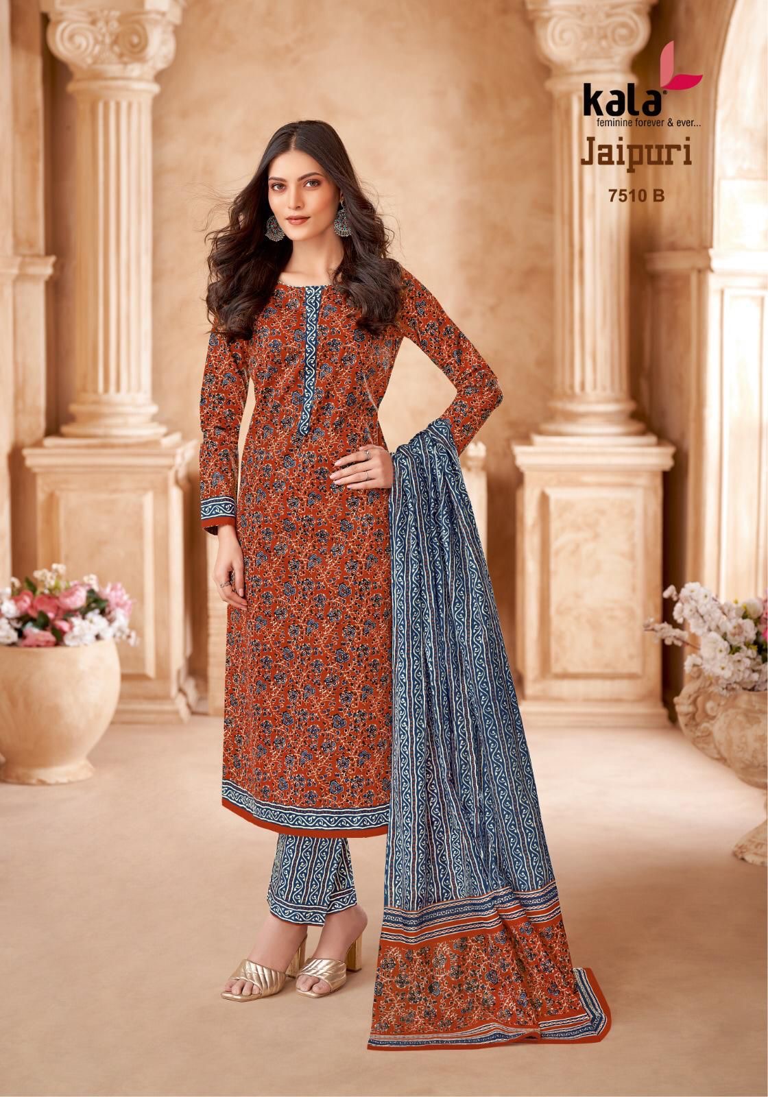 Kala jaipuri vol 7 cotton printed dress material wholesale jetpur - jilaniwholesalesuit