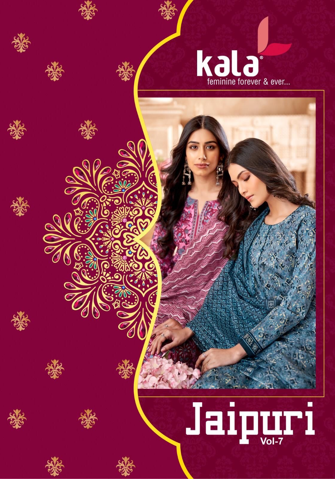 Kala jaipuri vol 7 cotton printed dress material wholesale jetpur - jilaniwholesalesuit