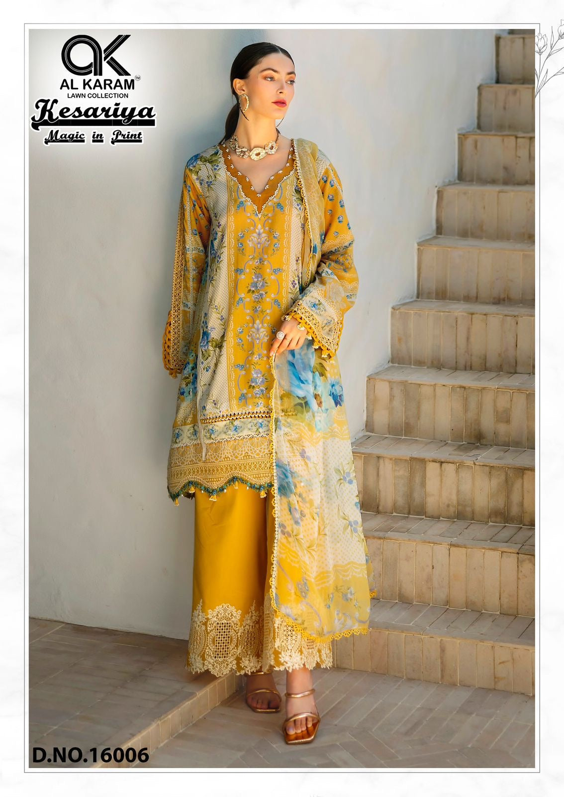 Al Karam Kesariya Vol 16 low range Pakistani dress material