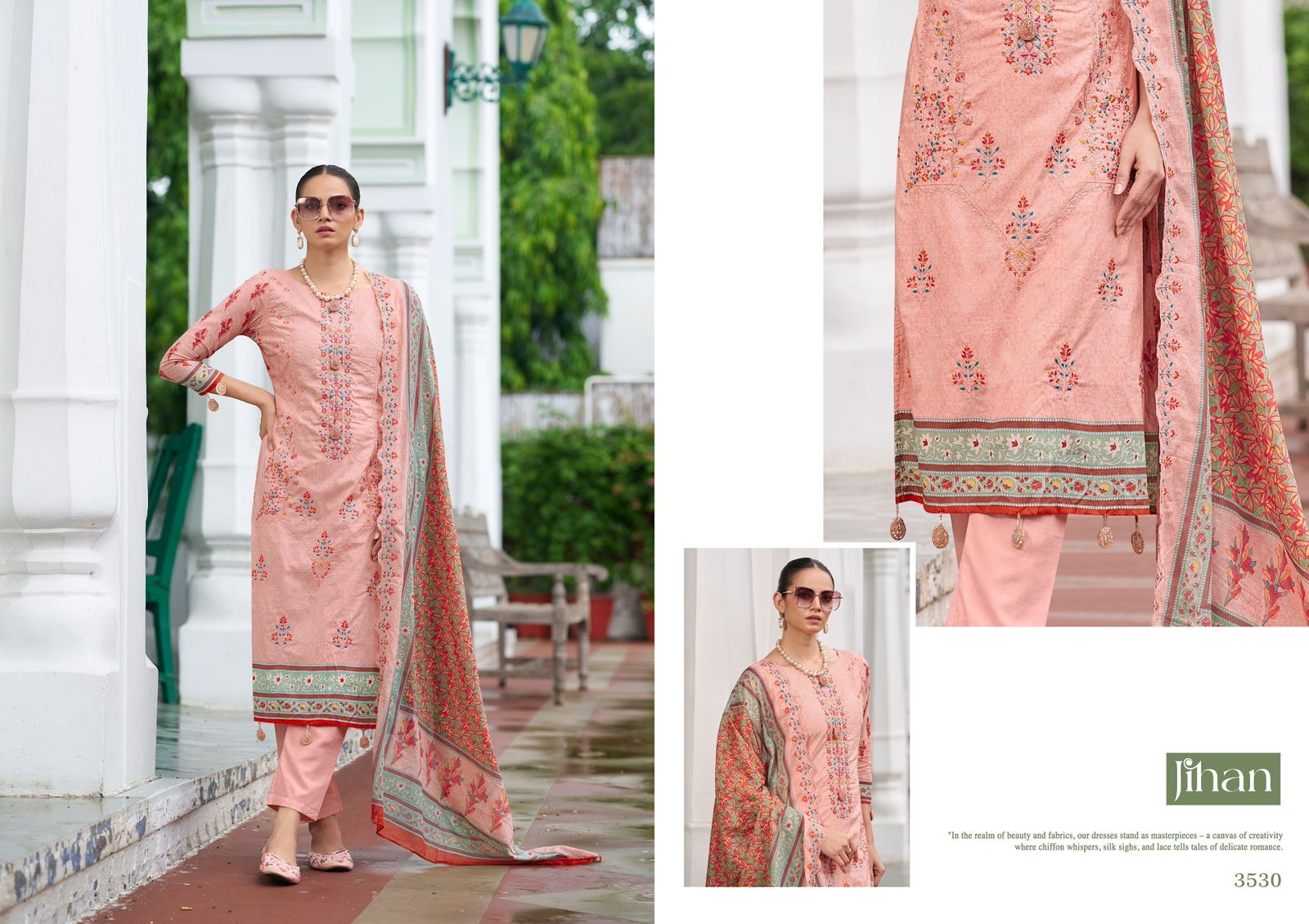 Jihan bin Saeed vol 15 lawn cotton unstitched dress material - jilaniwholesalesuit
