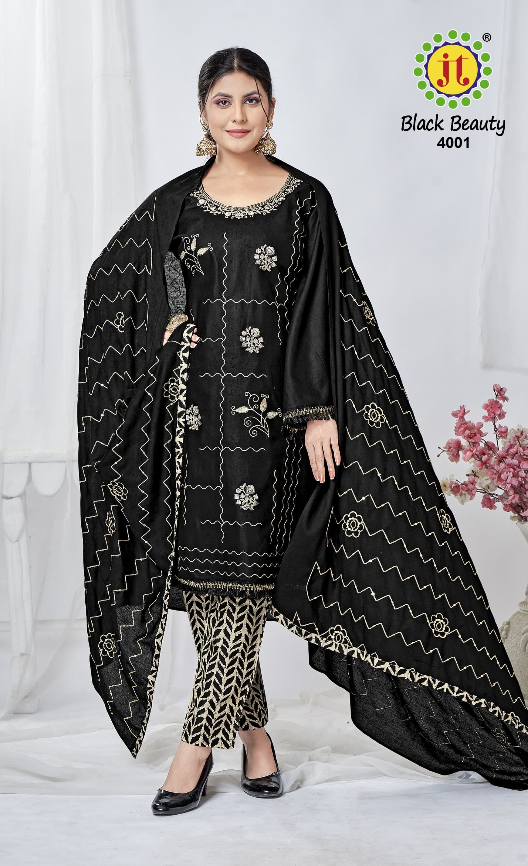 Jt textile black beauty vol 4 rayon embroidery work moharram special suit - jilaniwholesalesuit