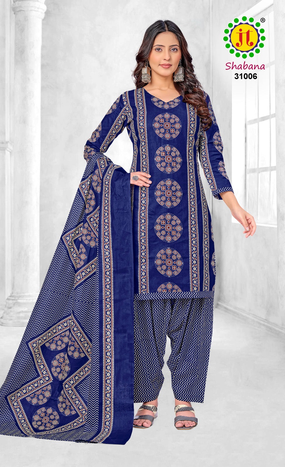 JT Textile shabana vol 31 ajrakh printed dress material jetpur - jilaniwholesalesuit