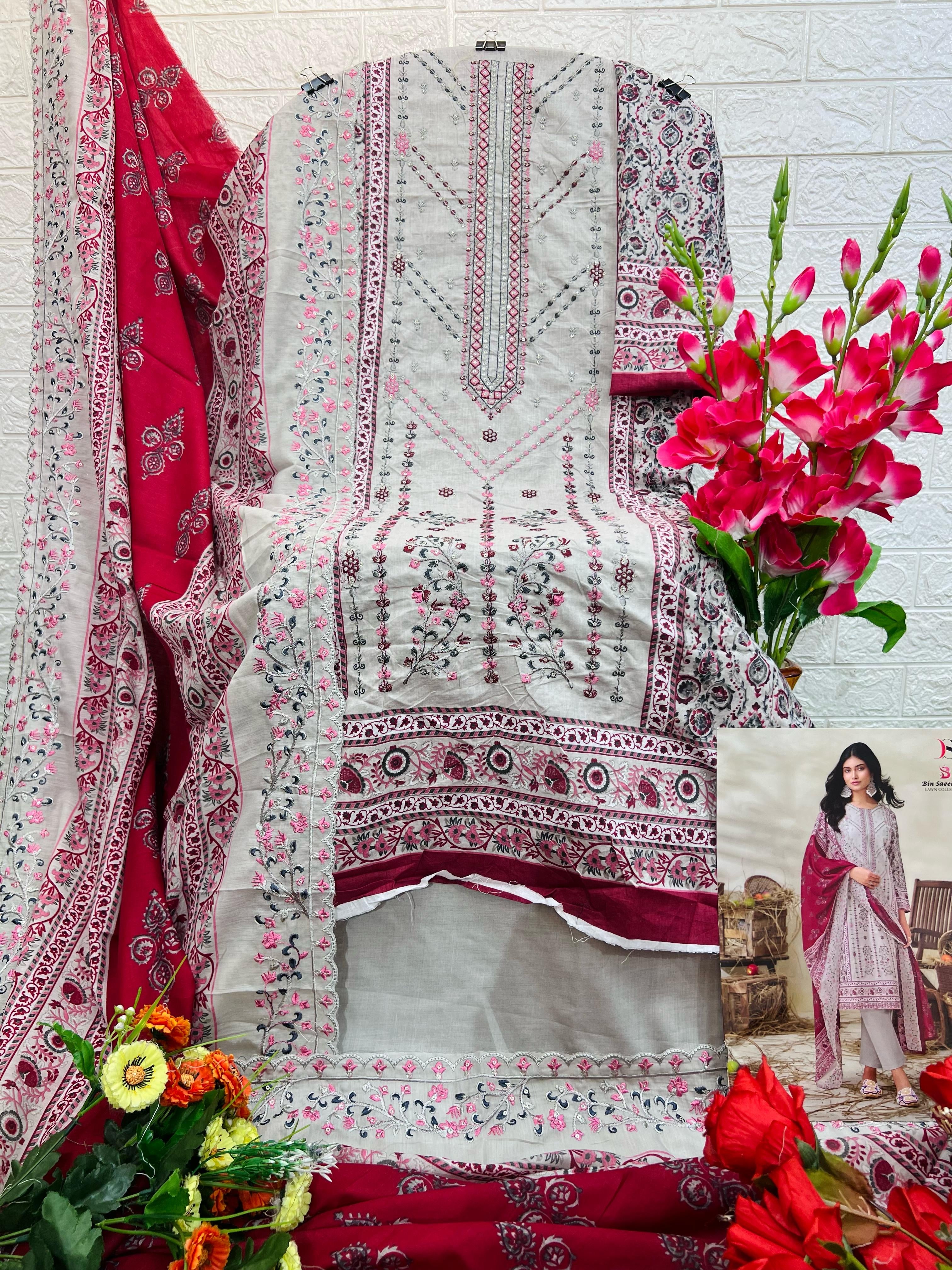 Deepsy suits bin saeed 15 lawn cotton Pakistani designer salwar suit - jilaniwholesalesuit