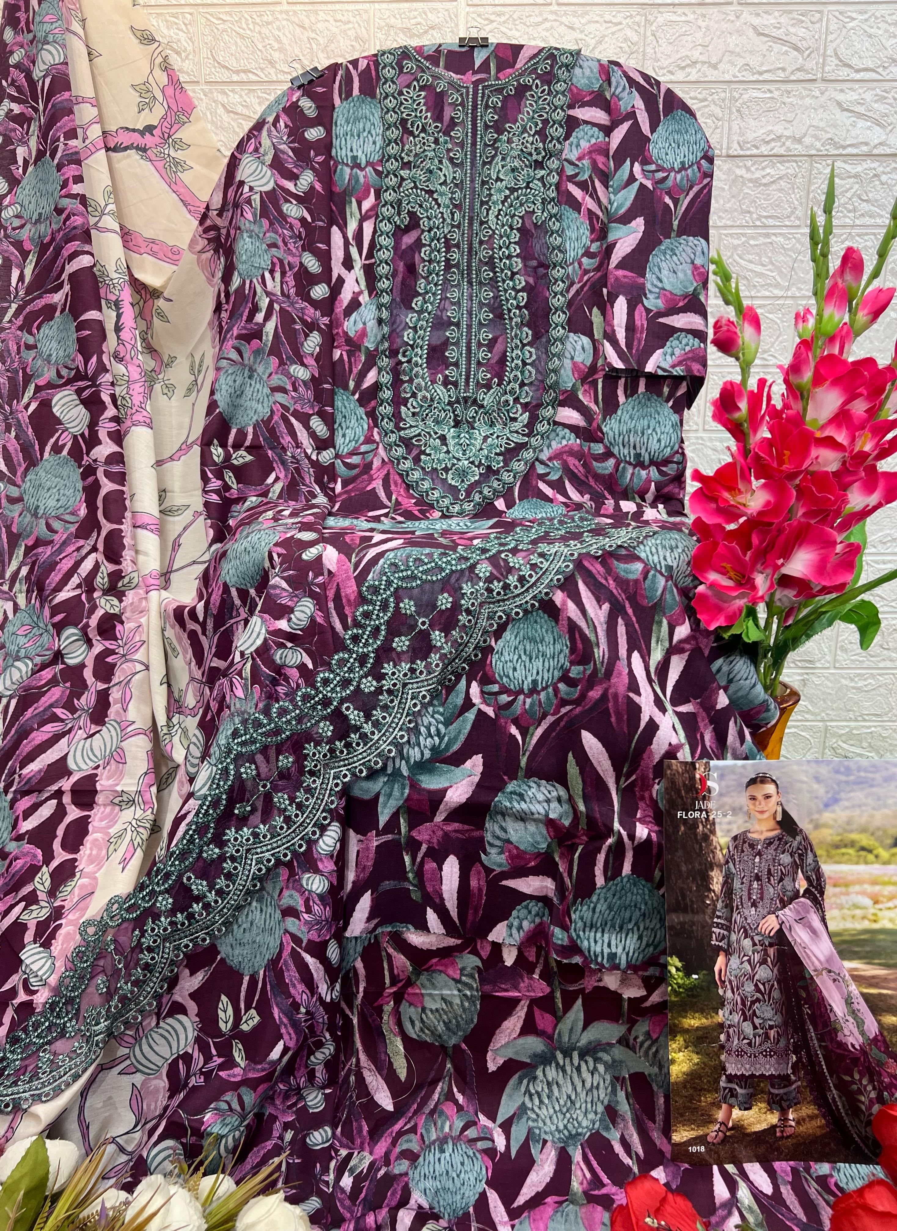 Deepsy suits jade flora 25-2 cotton Pakistani patch work salwar suit wholesale - jilaniwholesalesuit