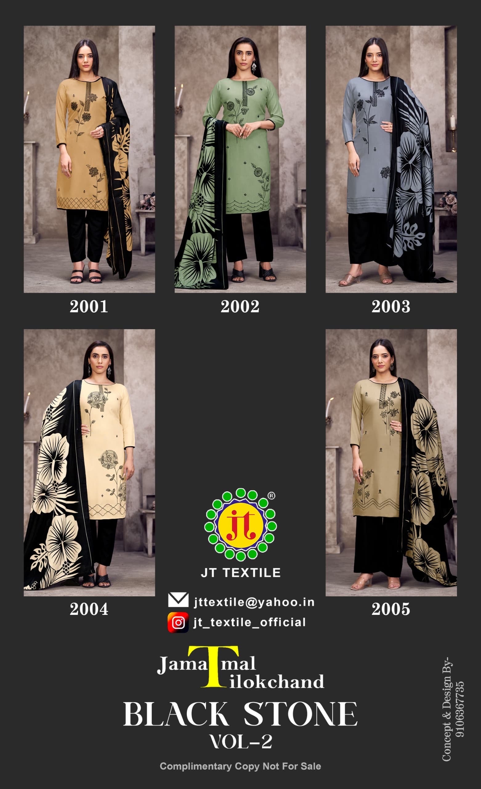 JT textile black stone vol 2 rayon embroidery work salwar suits supplier - jilaniwholesalesuit