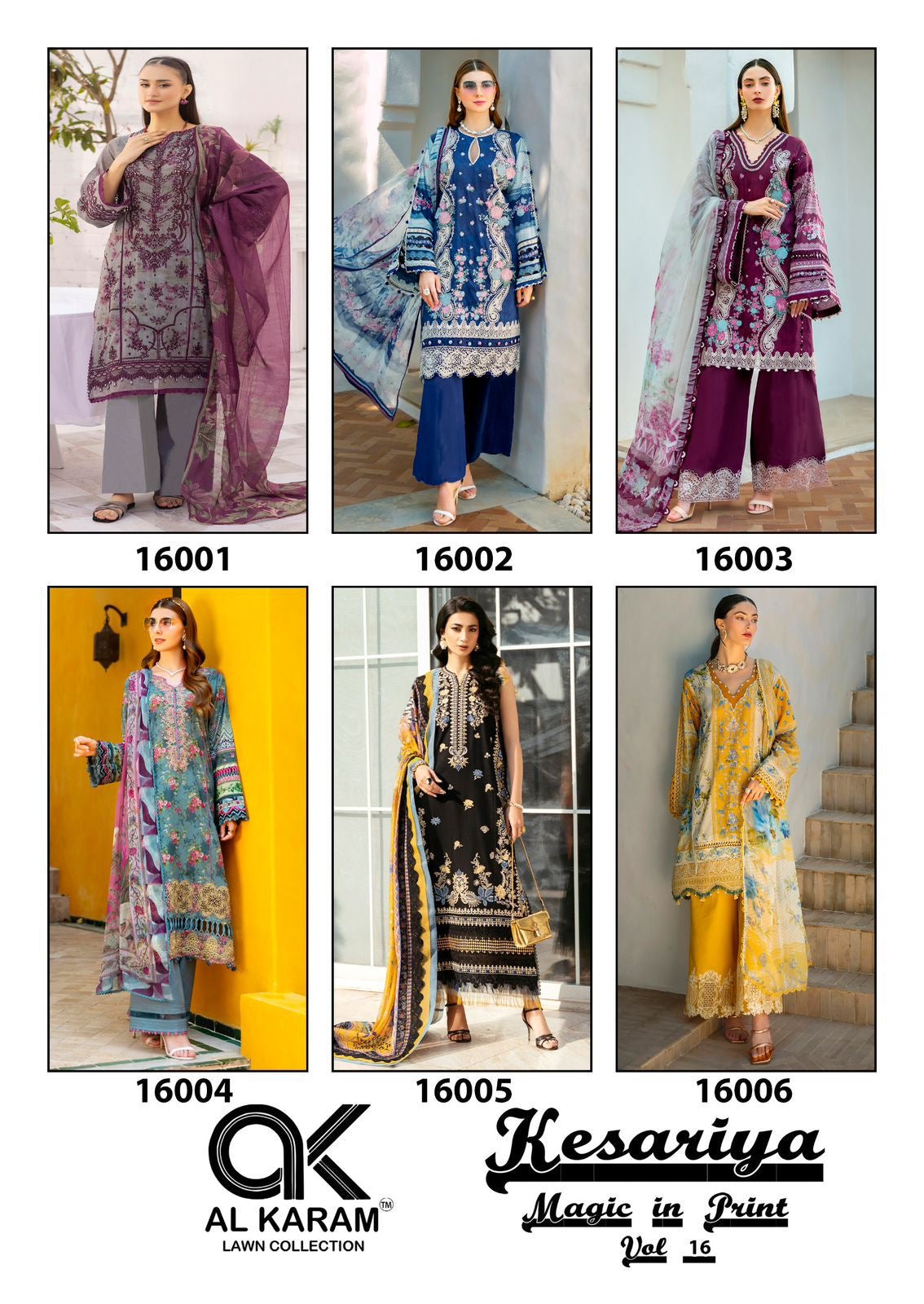 Al Karam Kesariya Vol 16 low range Pakistani dress material