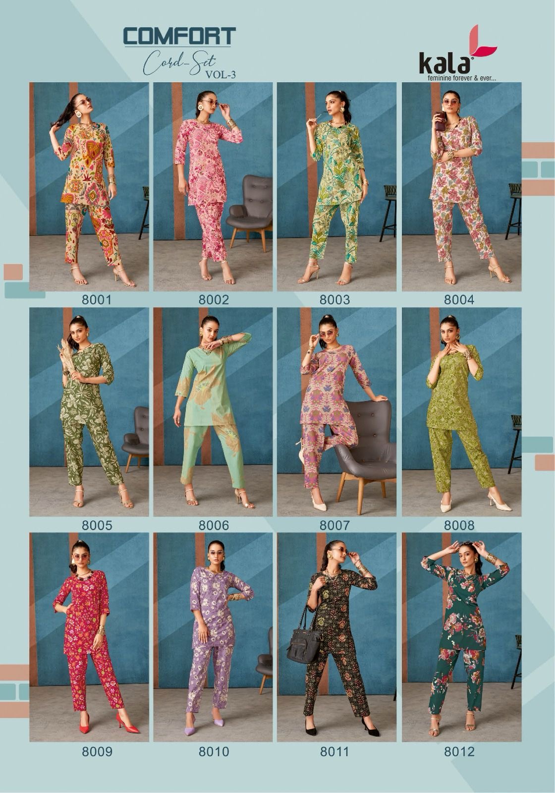 Kala presents comfort vol 3 readymade cord set at wholesale rate