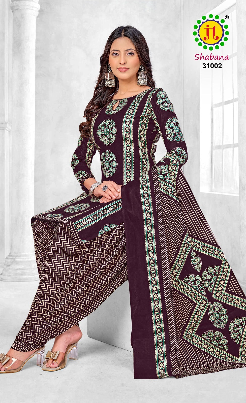 JT Textile shabana vol 31 ajrakh printed dress material jetpur - jilaniwholesalesuit