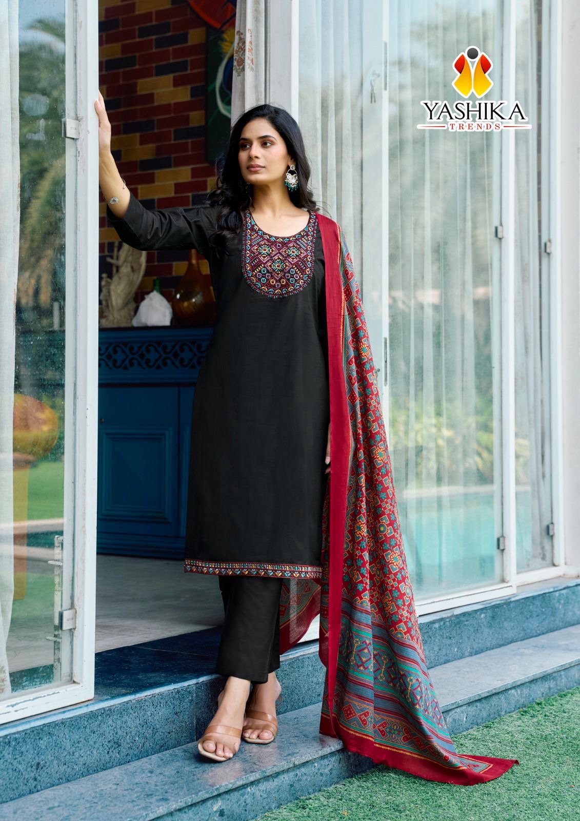 Yashika trends shanaya embroidery work cotton salwar suits wholesaler - jilaniwholesalesuit