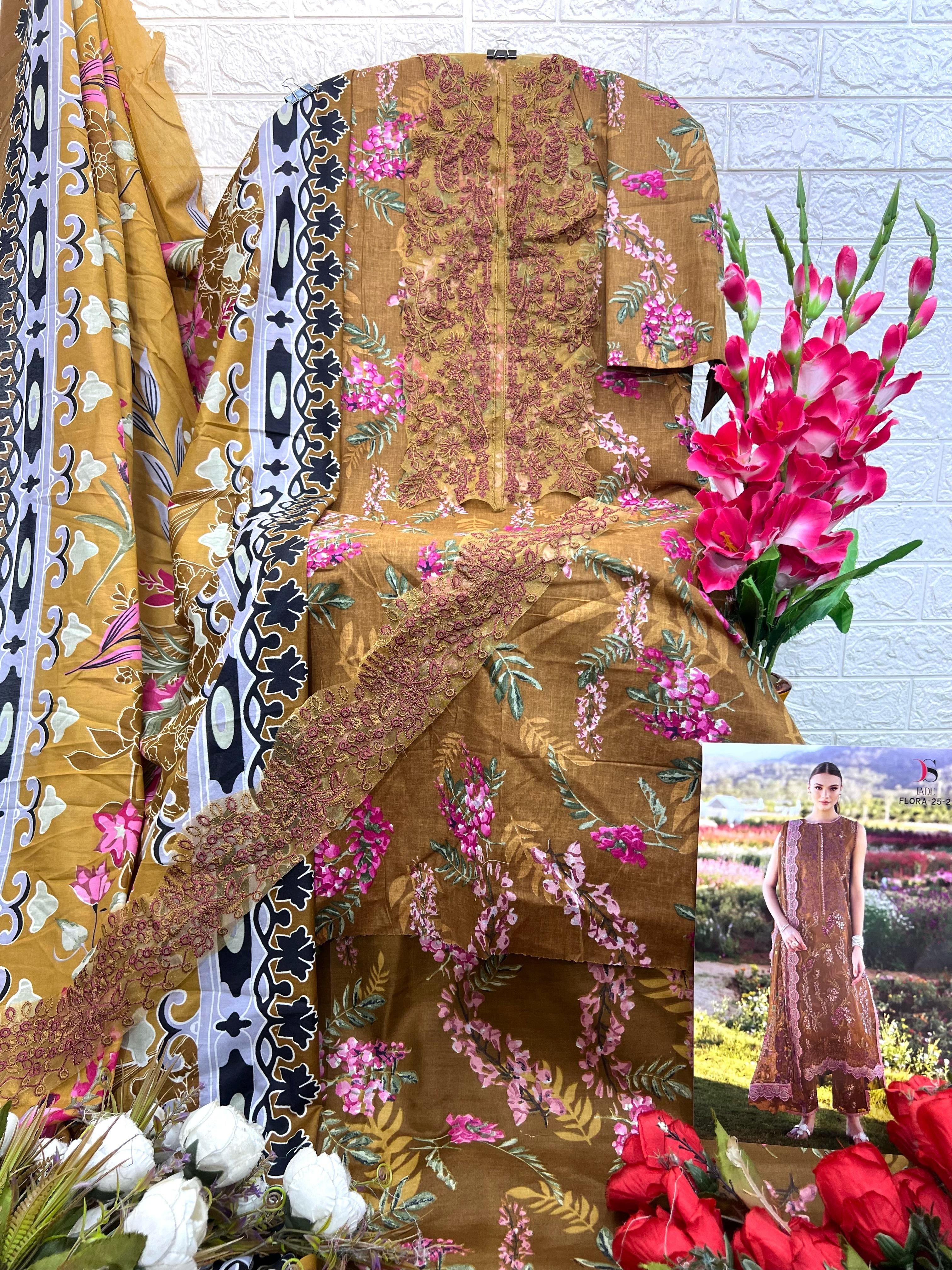 Deepsy suits jade flora 25-2 cotton Pakistani patch work salwar suit wholesale - jilaniwholesalesuit