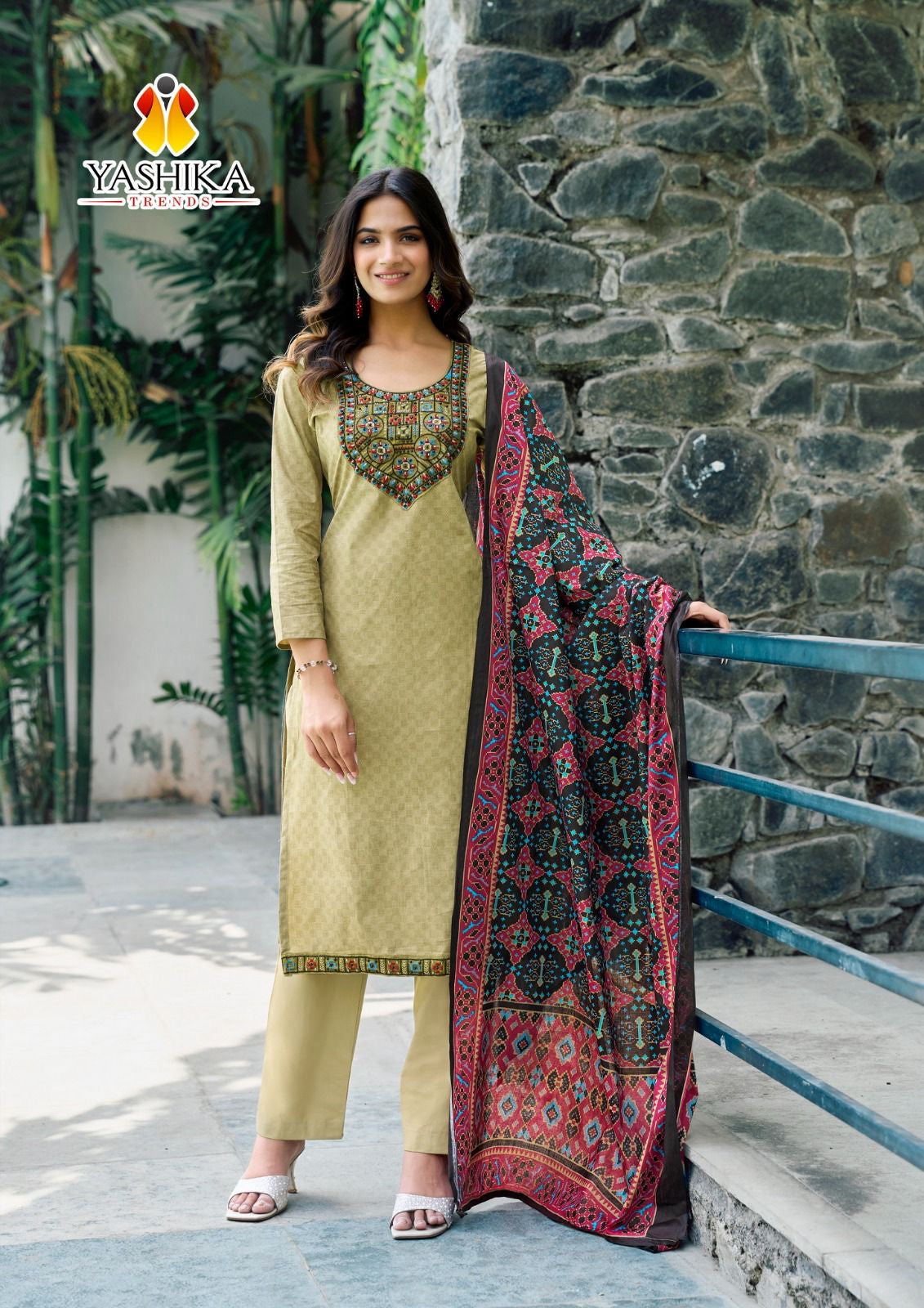 Yashika trends shanaya embroidery work cotton salwar suits wholesaler - jilaniwholesalesuit