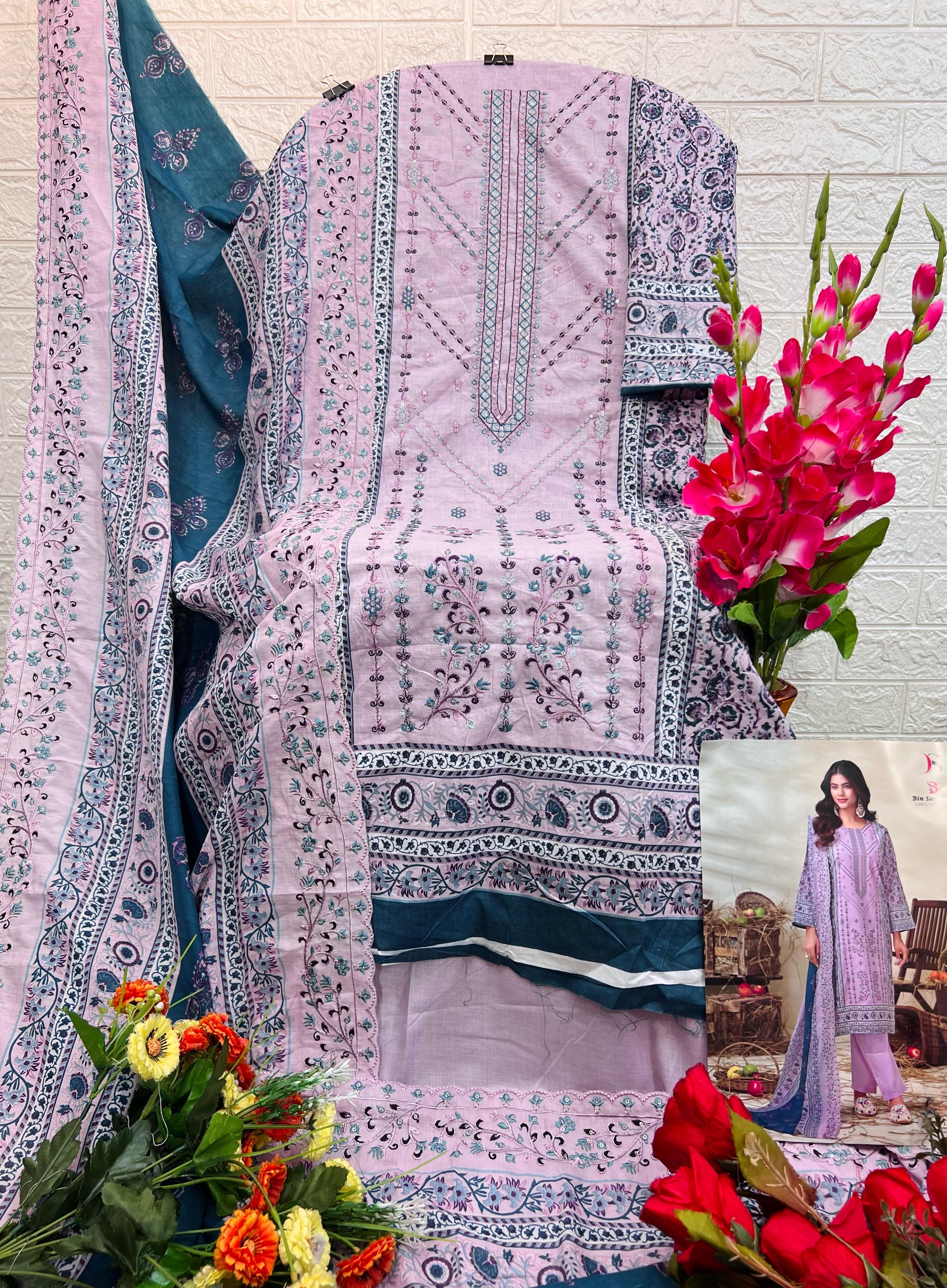 Deepsy suits bin saeed 15 lawn cotton Pakistani designer salwar suit - jilaniwholesalesuit