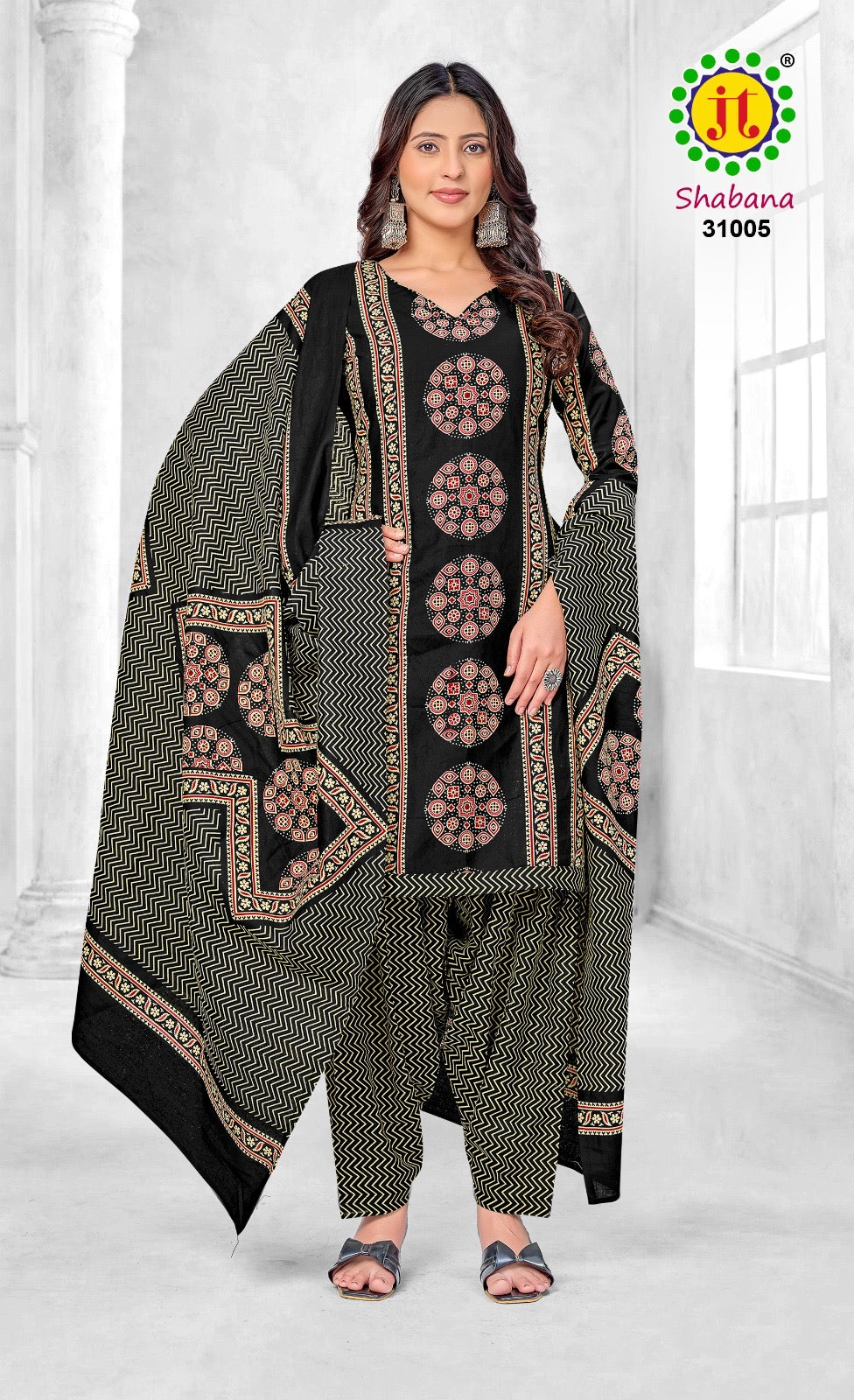 JT Textile shabana vol 31 ajrakh printed dress material jetpur - jilaniwholesalesuit