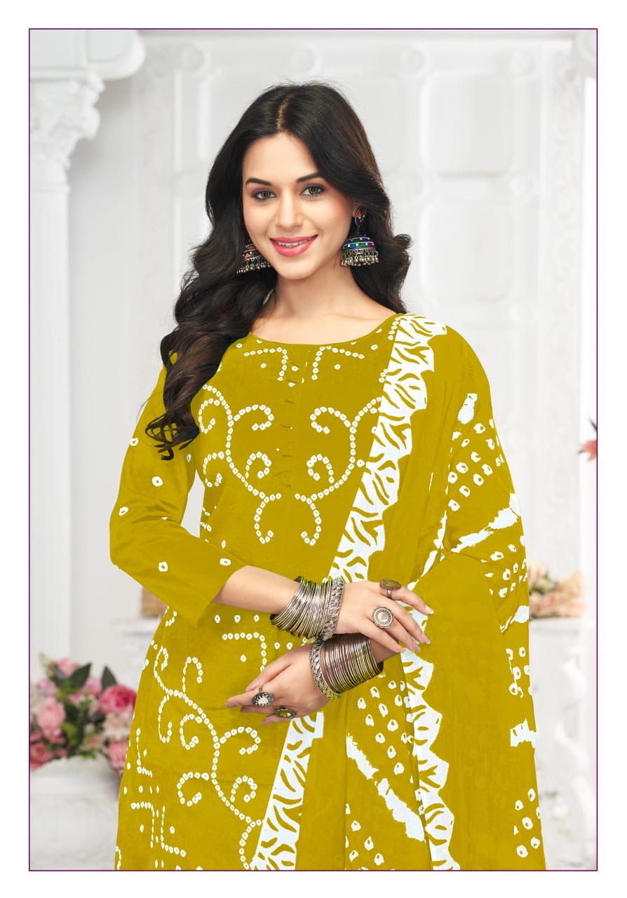 Mayur creation pehnawa vol 5 bandhani dress material jetpur - jilaniwholesalesuit