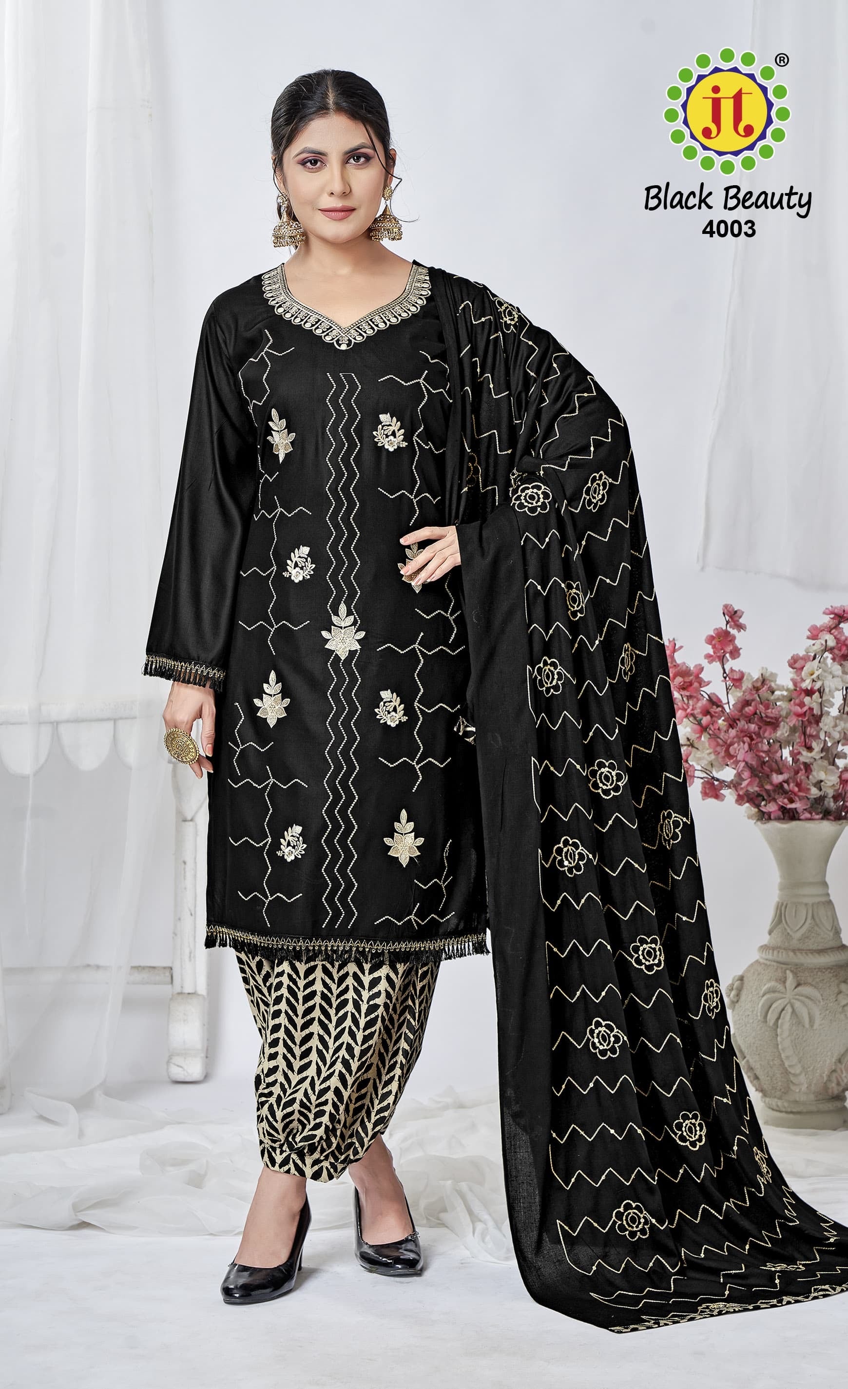 Jt textile black beauty vol 4 rayon embroidery work moharram special suit - jilaniwholesalesuit