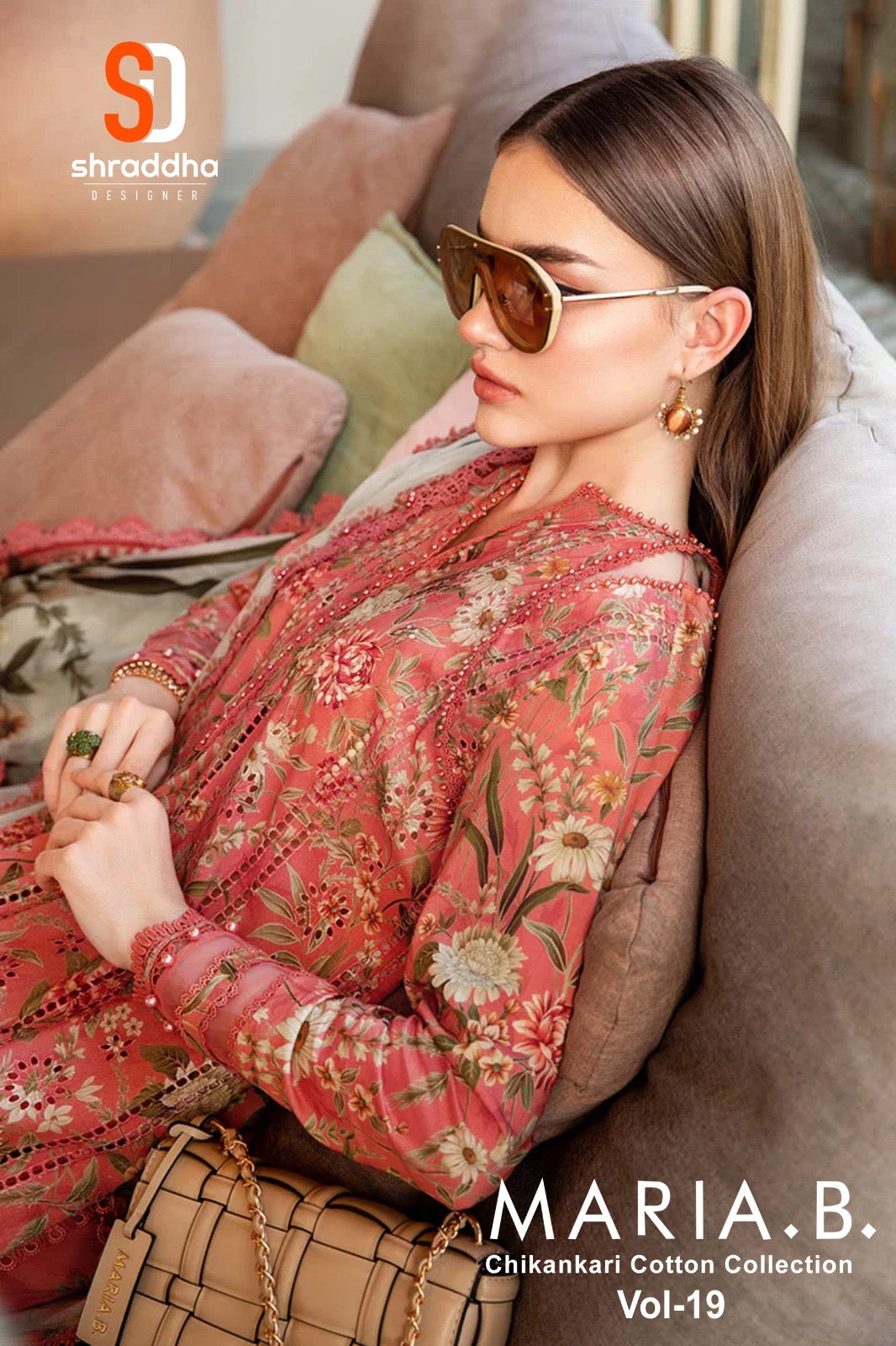 Sharaddha designer Maria b chikankari cotton collection vol 19 Pakistani salwar suit wholesaler