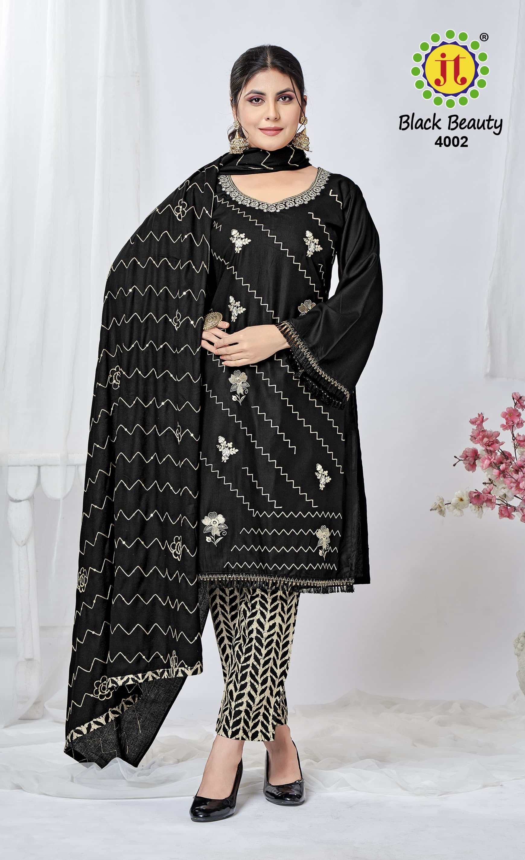Jt textile black beauty vol 4 rayon embroidery work moharram special suit - jilaniwholesalesuit