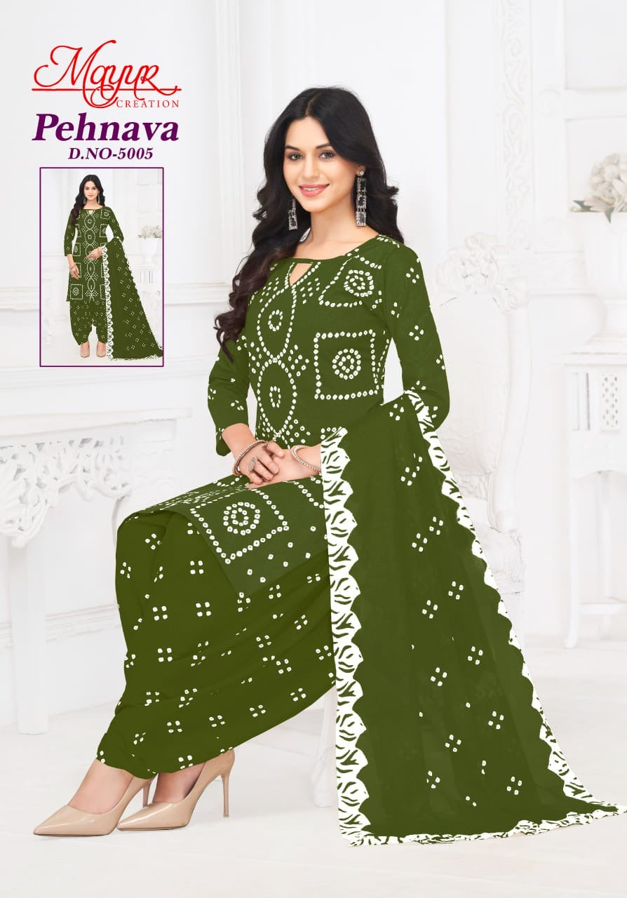 Mayur creation pehnawa vol 5 bandhani dress material jetpur - jilaniwholesalesuit