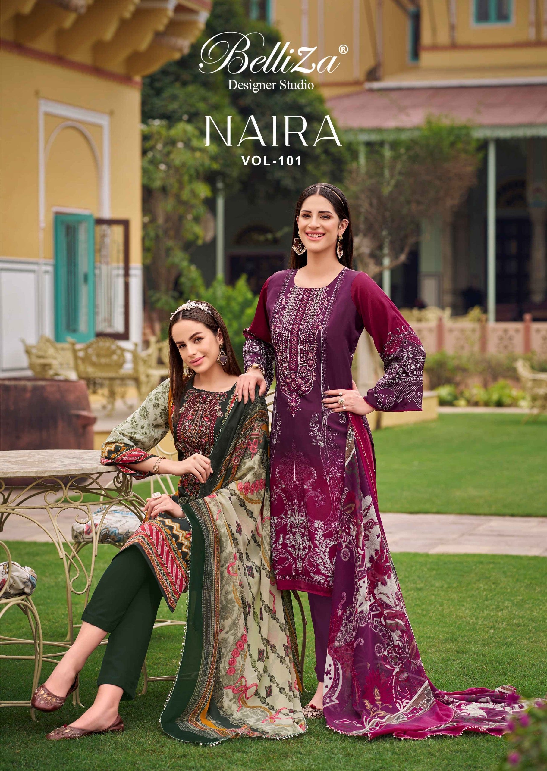 Belliza Designer Studio Naira vol 101 cotton Pakistani salwar kameez supplier - jilaniwholesalesuit