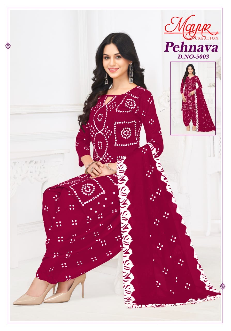 Mayur creation pehnawa vol 5 bandhani dress material jetpur - jilaniwholesalesuit