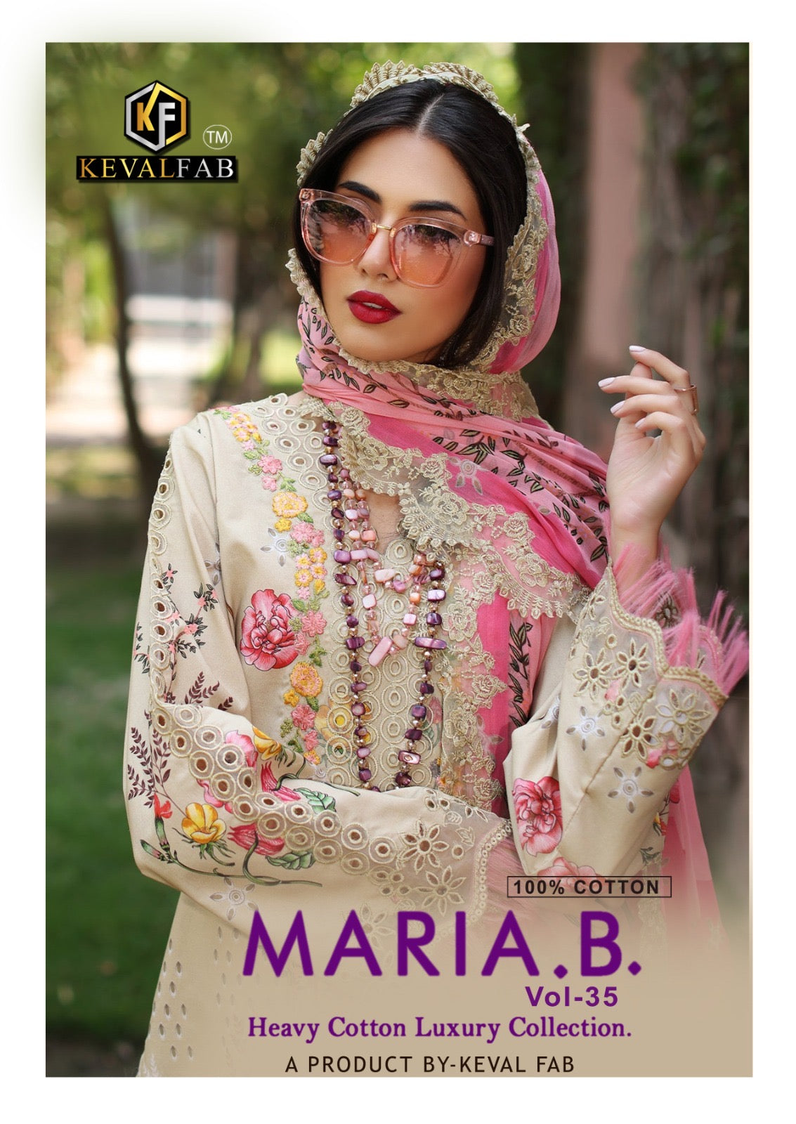 Keval fab Maria b vol 35 cotton Pakistani printed 3pcs suit set - jilaniwholesalesuit