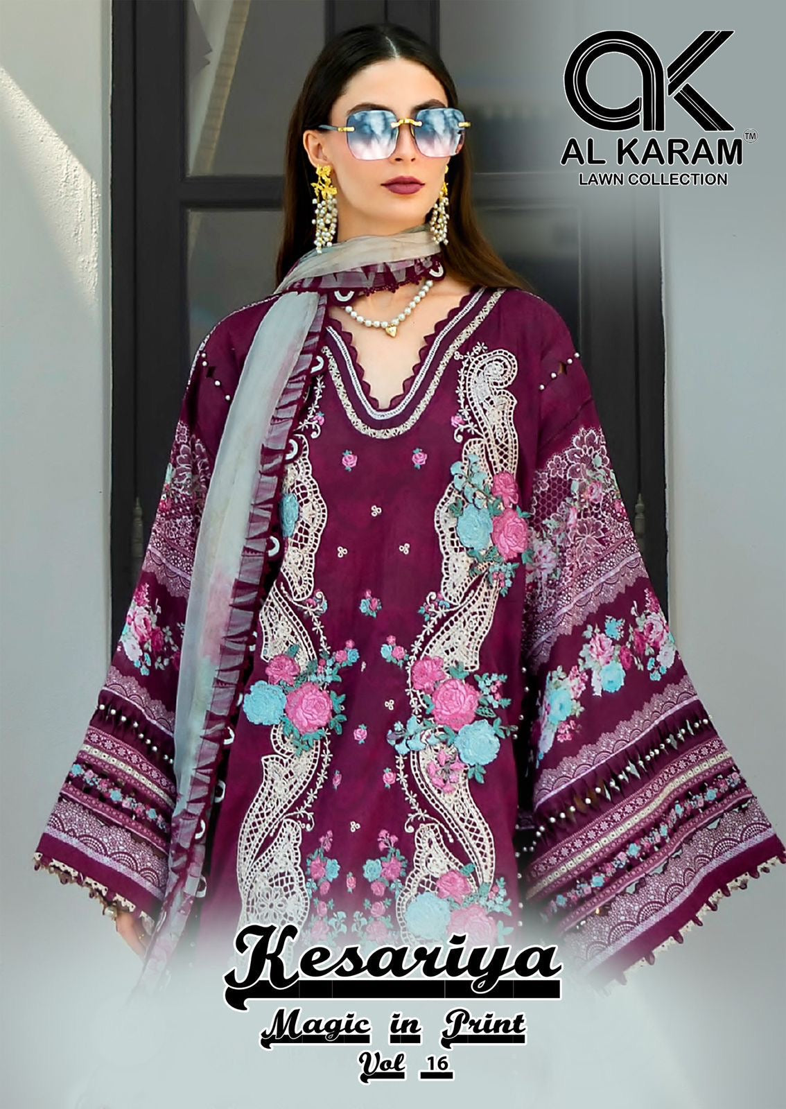 Al Karam Kesariya Vol 16 low range Pakistani dress material