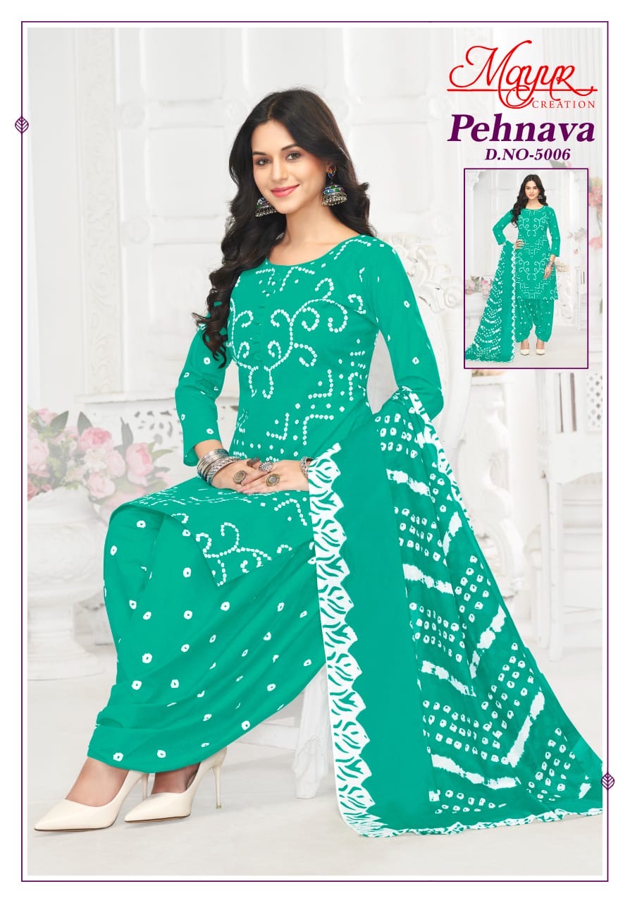 Mayur creation pehnawa vol 5 bandhani dress material jetpur - jilaniwholesalesuit