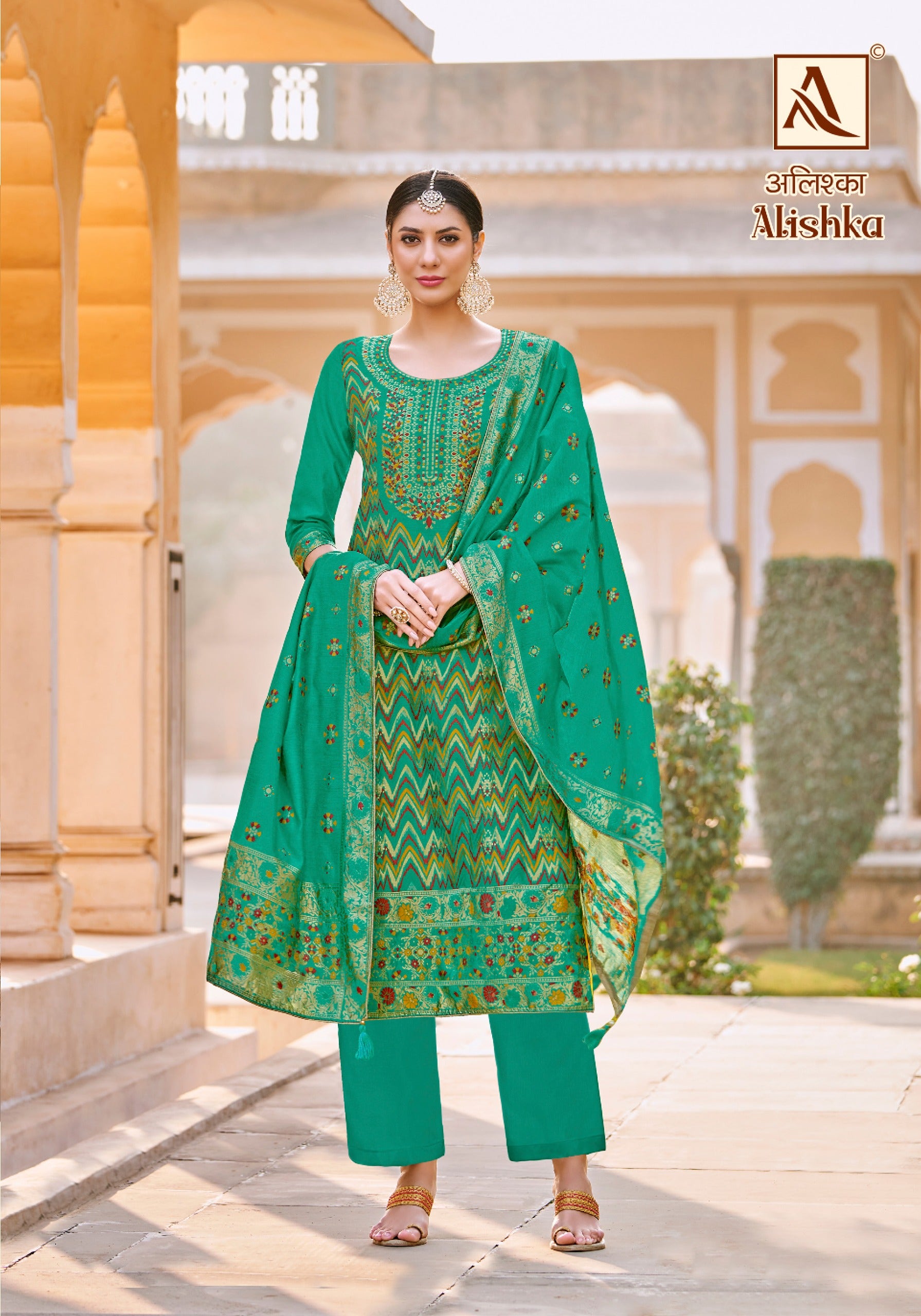 Alok Suit alishka Jacquard With Swarovski work salwar Suit wholesaler in surat