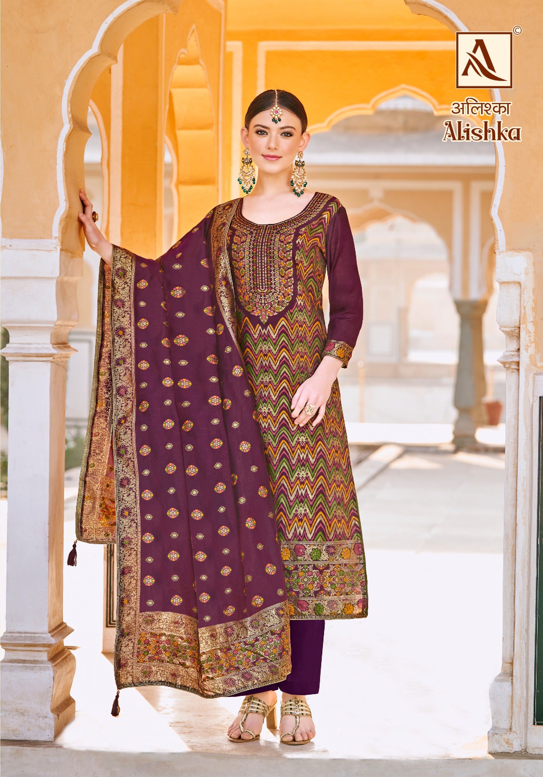 Alok Suit alishka Jacquard With Swarovski work salwar Suit wholesaler in surat