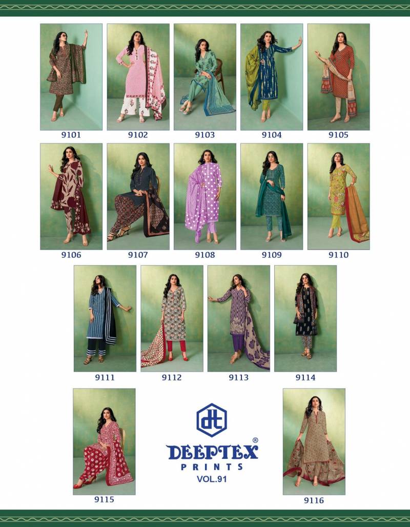 Deeptex Prints Miss India Vol 91 Cotton Dress Material Wholesaler In Jetpur - jilaniwholesalesuit